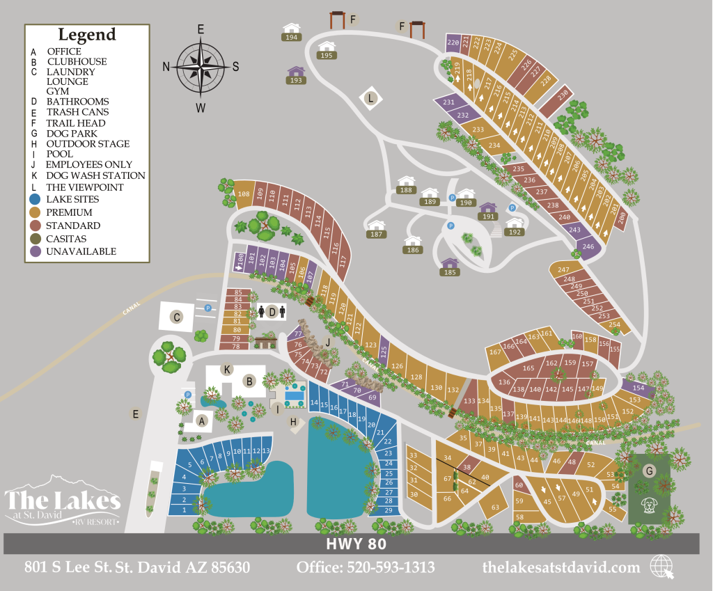 Resort Map - The Lakes at St. David RV Resort